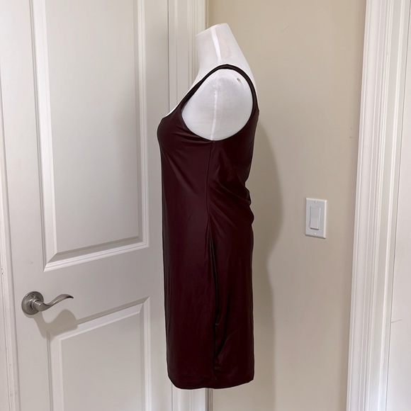 Babaton Satinette Squareneck Mini Tank Dress Rich Maroon Size Large - Picture 4 of 10